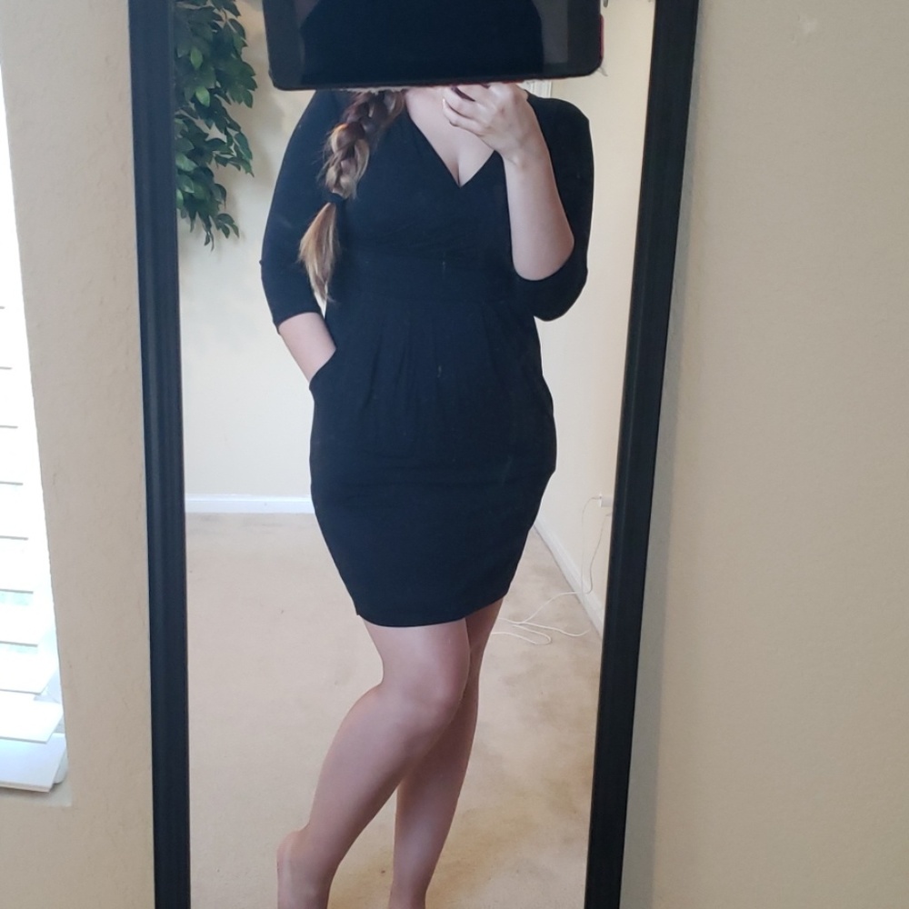 Black Dress with Pockets - Picture 2 of 4
